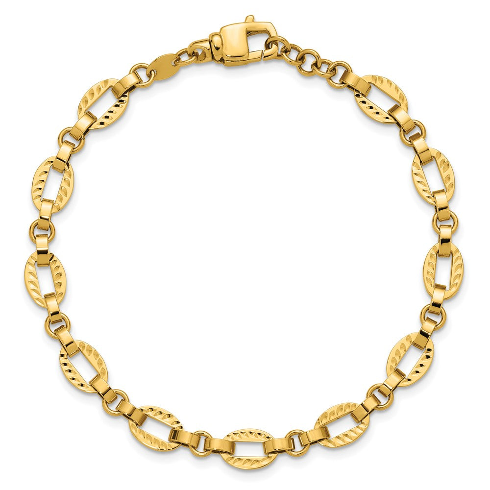 Polished and Diamond-cut Fancy Link w/.5in Ext. Bracelet