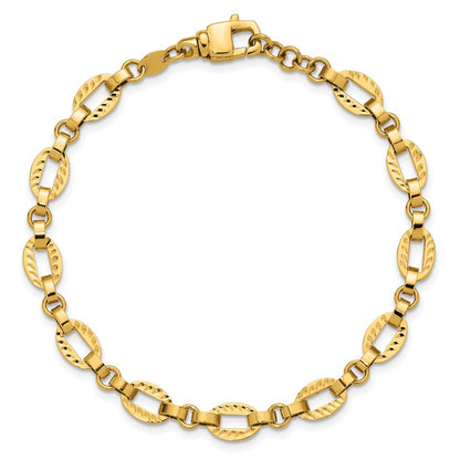 Polished and Diamond-cut Fancy Link w/.5in Ext. Bracelet