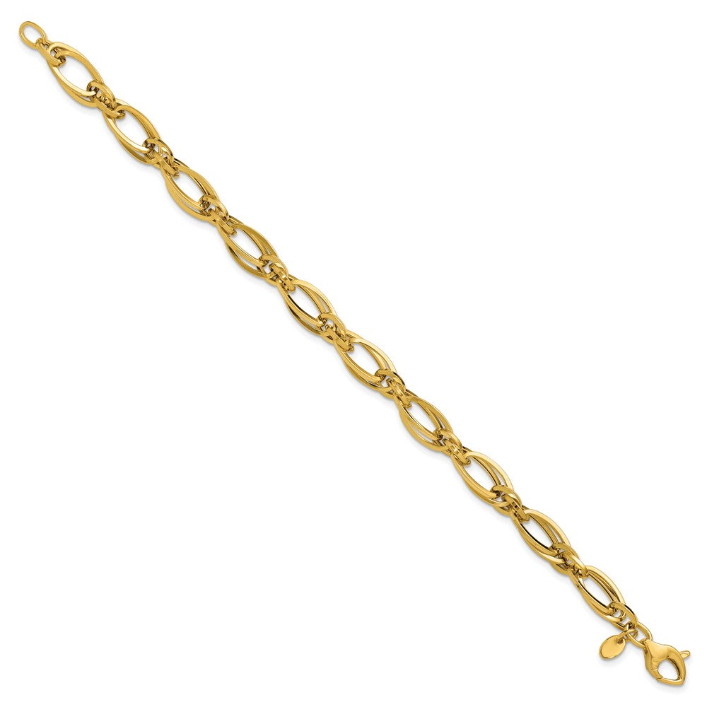 Polished Fancy Oval Link Bracelet 7.5" - 5.3g