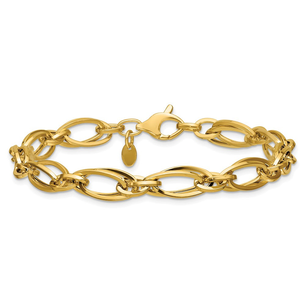 Polished Fancy Oval Link Bracelet 7.5" - 5.3g