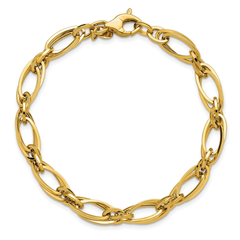 Polished Fancy Oval Link Bracelet 7.5" - 5.3g