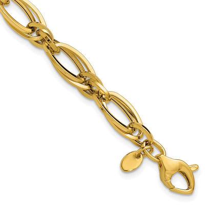 Polished Fancy Oval Link Bracelet 7.5" - 5.3g