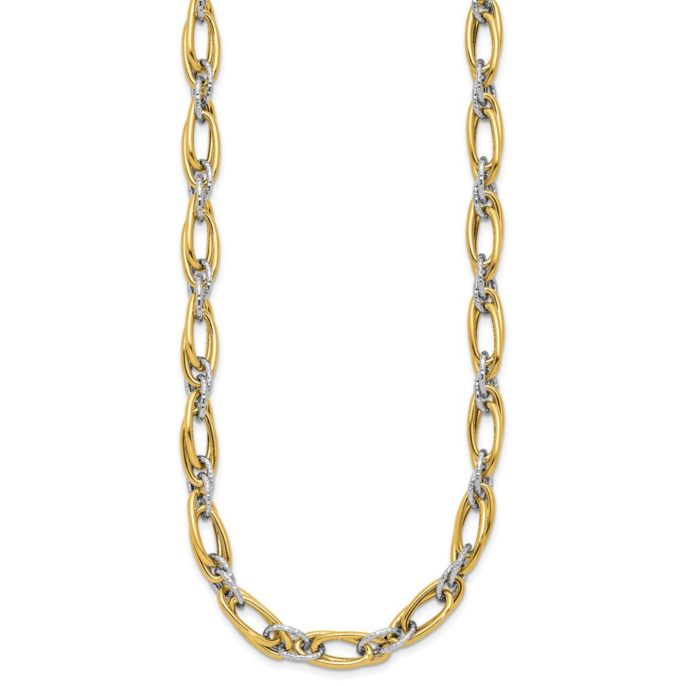 Polished and Textured Fancy Link Necklace 18" - 11.67g