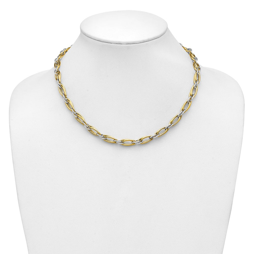 Polished and Textured Fancy Link Necklace 18" - 11.67g