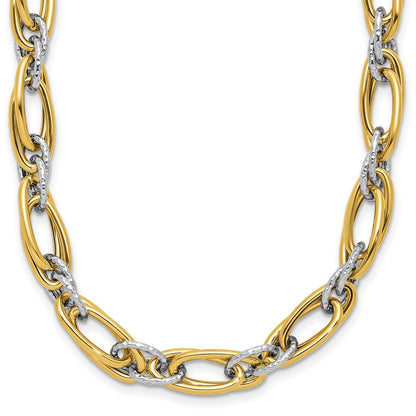 Polished and Textured Fancy Link Necklace 18" - 11.67g