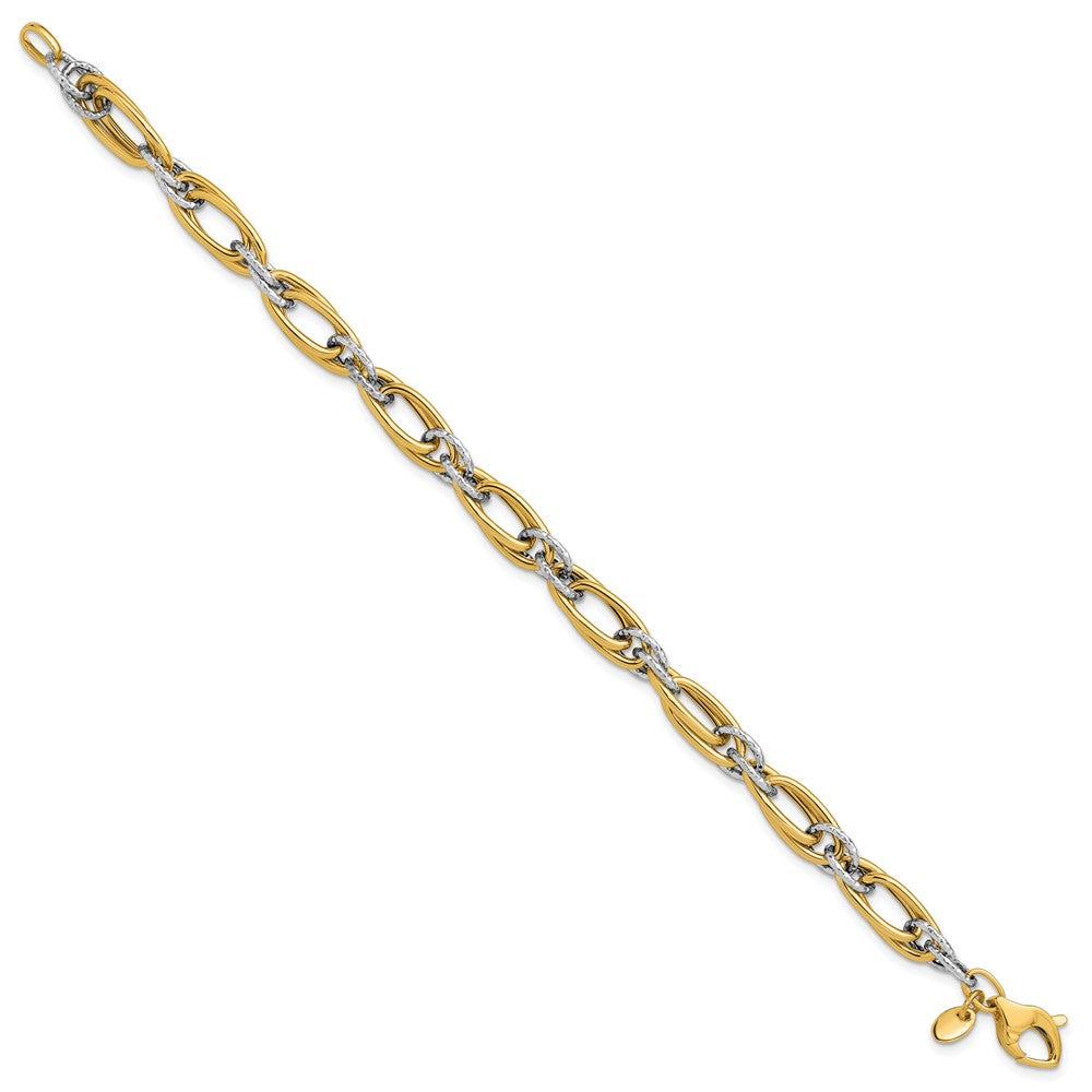 Polished and Textured Fancy link Bracelet 7.5" - 5.42g