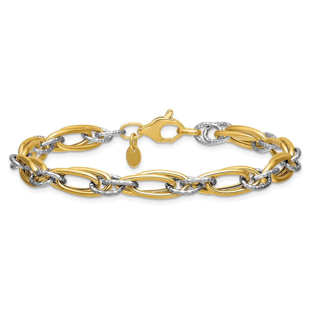 Polished and Textured Fancy link Bracelet 7.5" - 5.42g