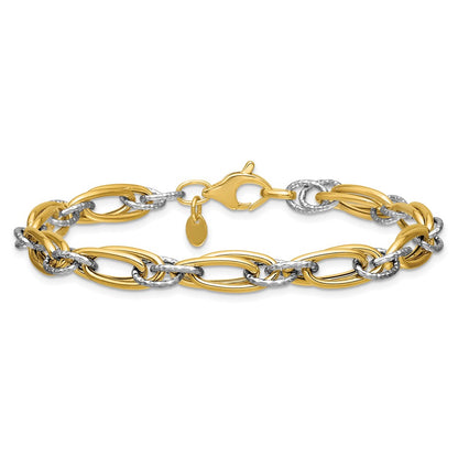 Polished and Textured Fancy link Bracelet 7.5" - 5.42g