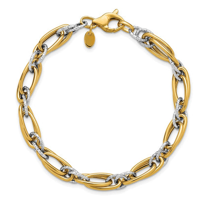 Polished and Textured Fancy link Bracelet 7.5" - 5.42g