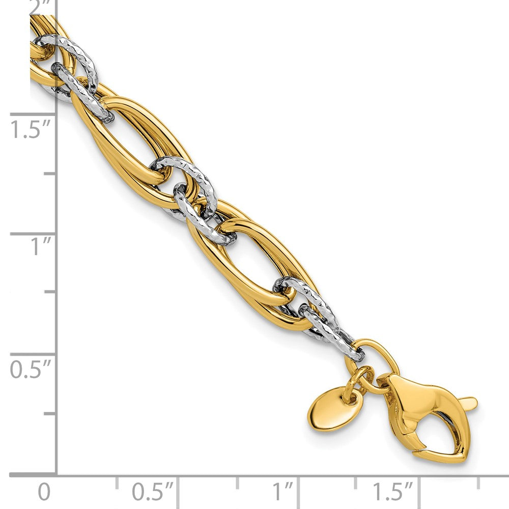 Polished and Textured Fancy link Bracelet 7.5" - 5.42g