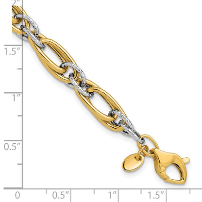 Polished and Textured Fancy link Bracelet 7.5" - 5.42g