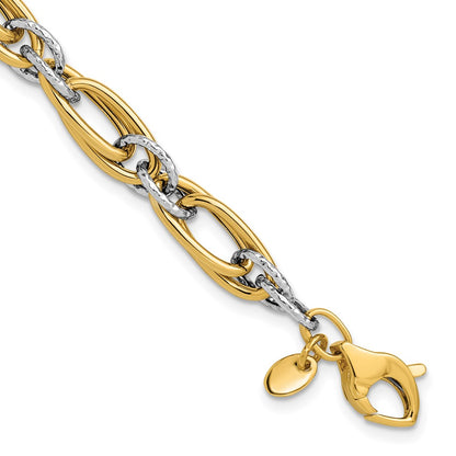 Polished and Textured Fancy link Bracelet 7.5" - 5.42g