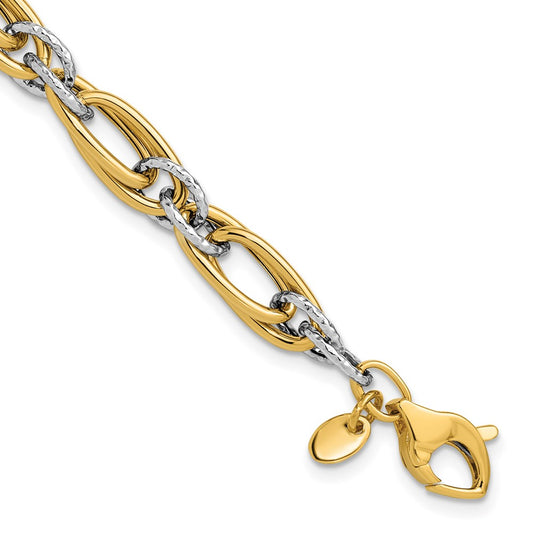 Polished and Textured Fancy link Bracelet 7.5" - 5.42g