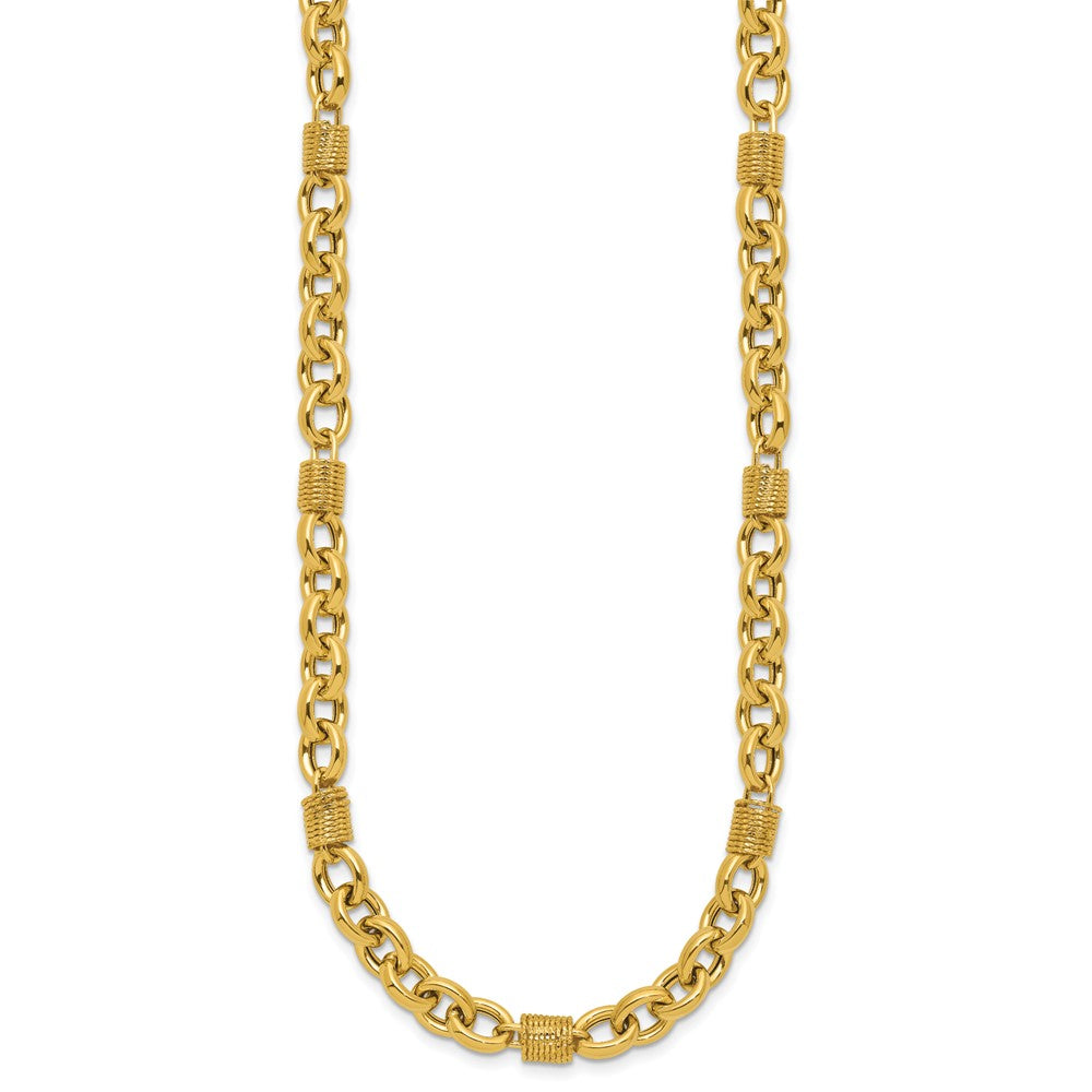 Polished and Textured Fancy Link Necklace 18.5" - 5.5mm