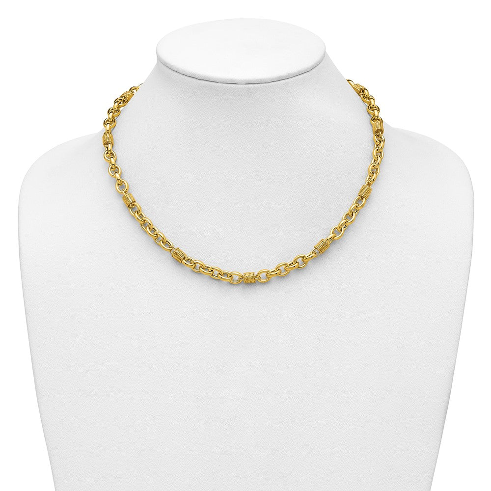 Polished and Textured Fancy Link Necklace 18.5" - 5.5mm