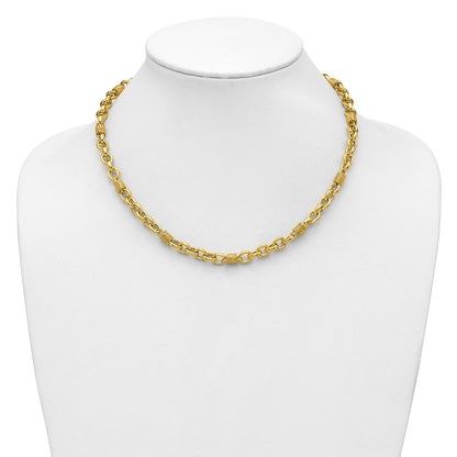 Polished and Textured Fancy Link Necklace 18.5" - 5.5mm