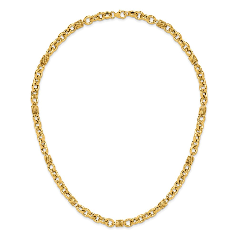 Polished and Textured Fancy Link Necklace 18.5" - 5.5mm