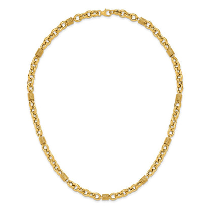 Polished and Textured Fancy Link Necklace 18.5" - 5.5mm