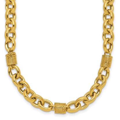 Polished and Textured Fancy Link Necklace 18.5" - 5.5mm