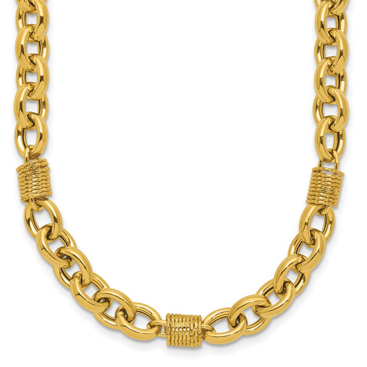 Polished and Textured Fancy Link Necklace 18.5" - 5.5mm