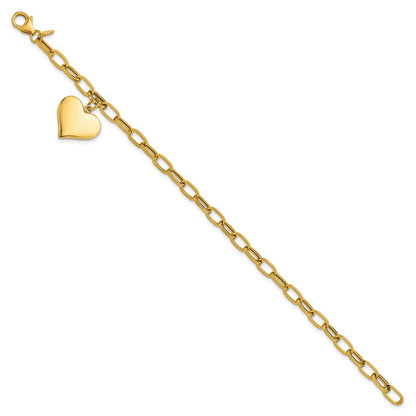 Polished Heart Charm Bracelet 7.5"