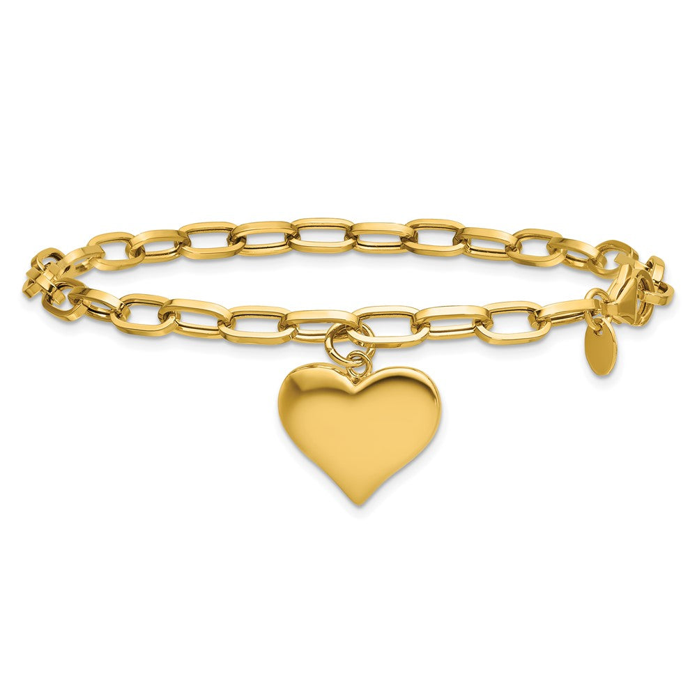 Polished Heart Charm Bracelet 7.5"