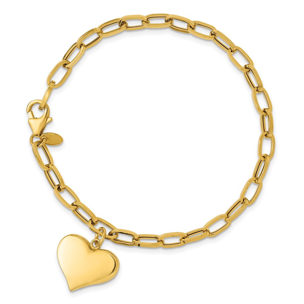 Polished Heart Charm Bracelet 7.5"