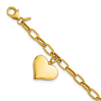 Polished Heart Charm Bracelet 7.5"