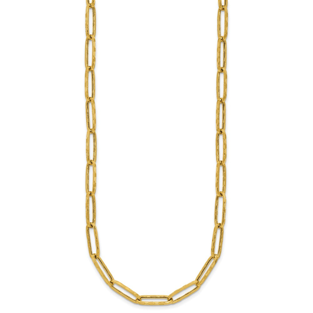 Polished and Dimond-cut Paperclip Link Necklace 18"