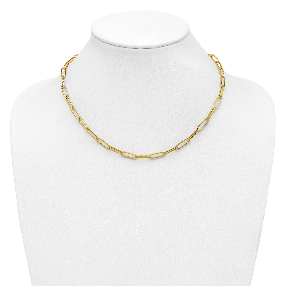 Polished and Dimond-cut Paperclip Link Necklace 18"