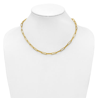 Polished and Dimond-cut Paperclip Link Necklace 18"