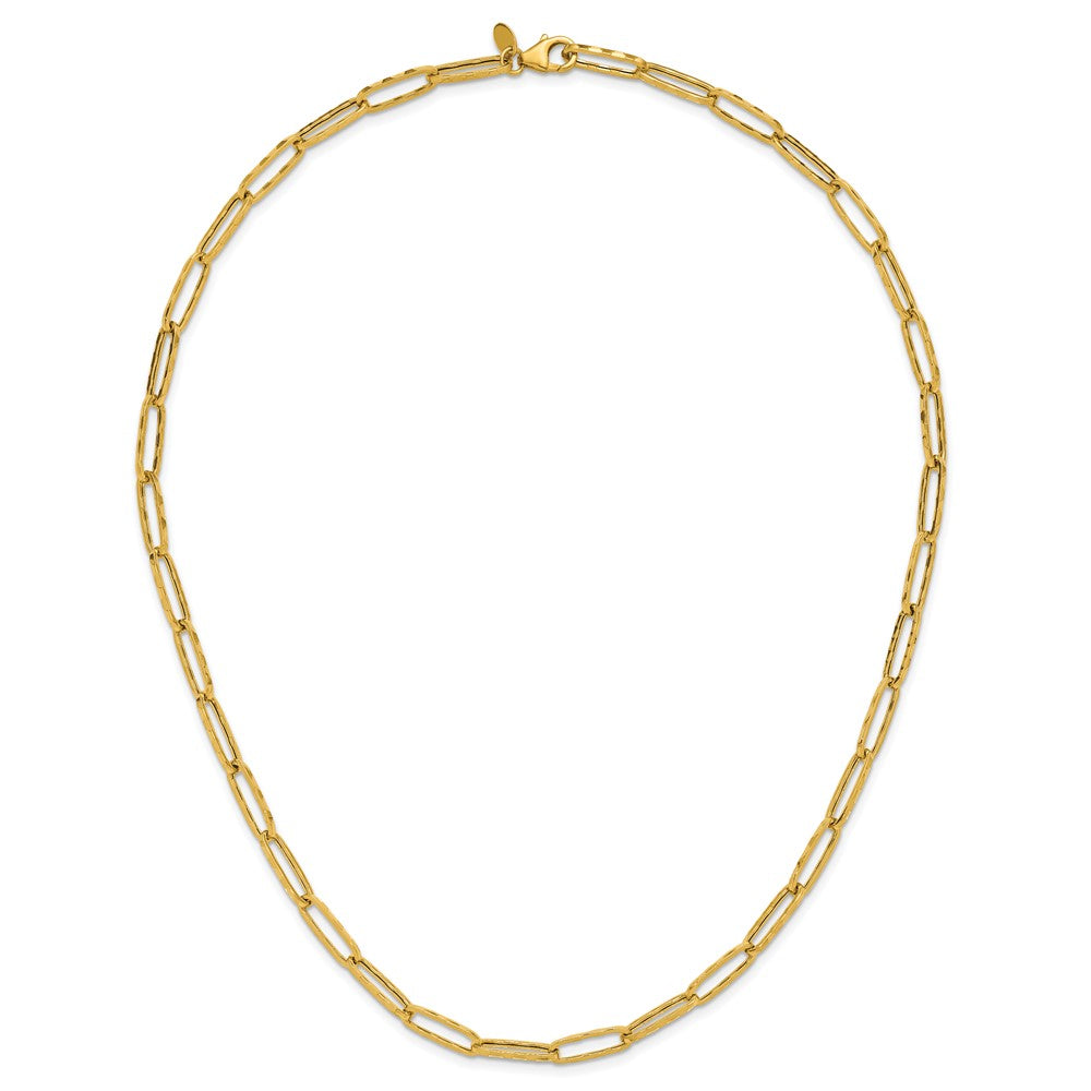 Polished and Dimond-cut Paperclip Link Necklace 18"