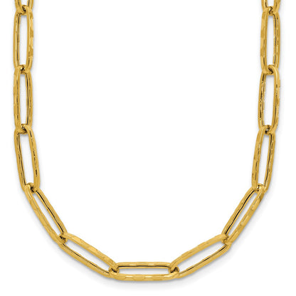 Polished and Dimond-cut Paperclip Link Necklace 18"
