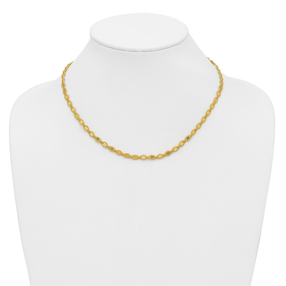 Polished and Diamond-cut Twisted Fancy Necklace 18"