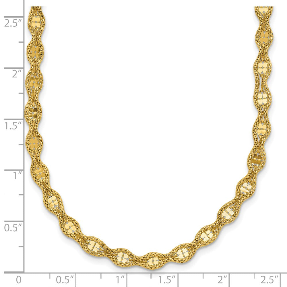 Polished and Diamond-cut Twisted Fancy Necklace 18"