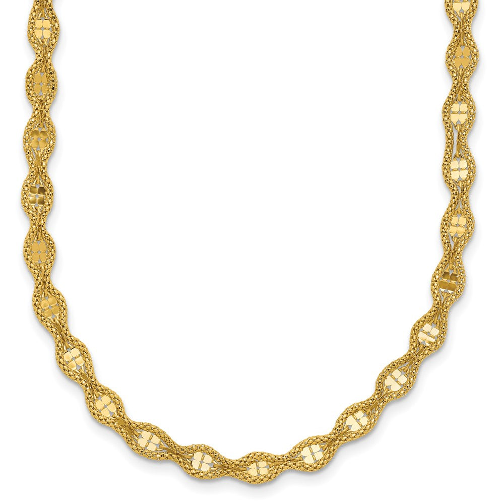 Polished and Diamond-cut Twisted Fancy Necklace 18"