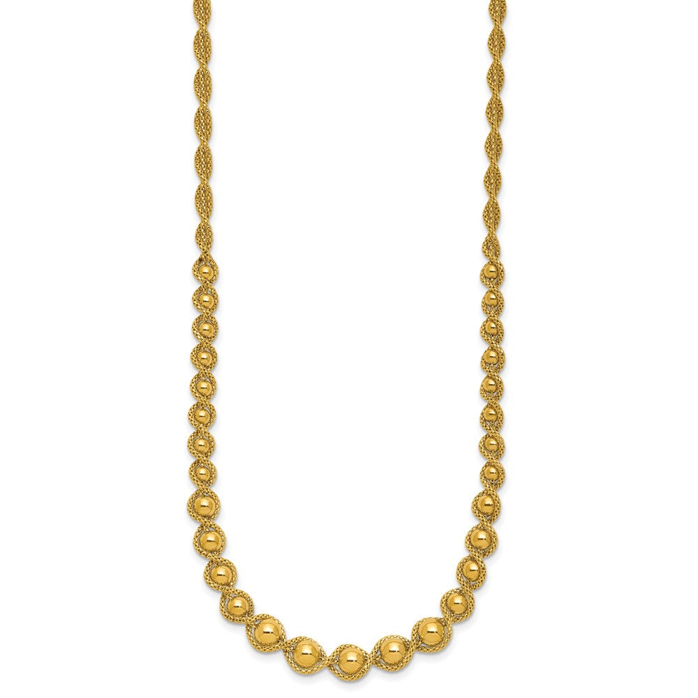 Polished and Diamond-cut Twisted Beaded Necklace 18"