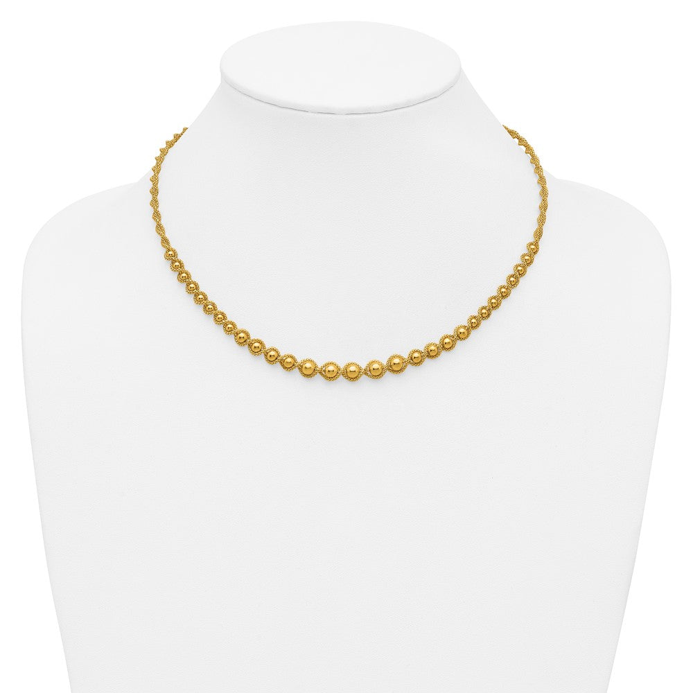Polished and Diamond-cut Twisted Beaded Necklace 18"