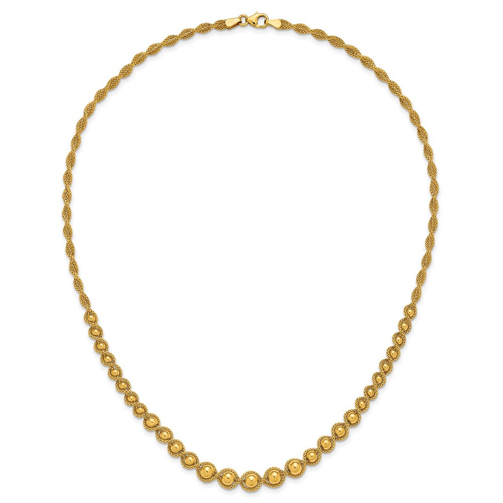 Polished and Diamond-cut Twisted Beaded Necklace 18"