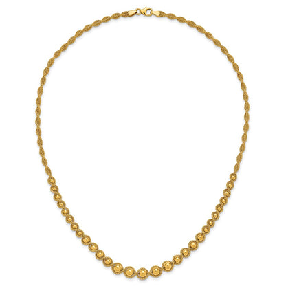 Polished and Diamond-cut Twisted Beaded Necklace 18"