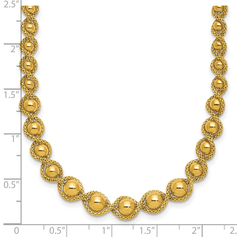 Polished and Diamond-cut Twisted Beaded Necklace 18"