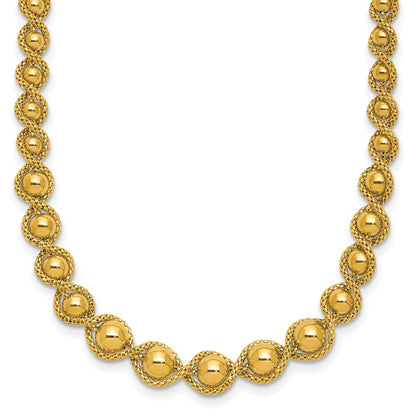 Polished and Diamond-cut Twisted Beaded Necklace 18"