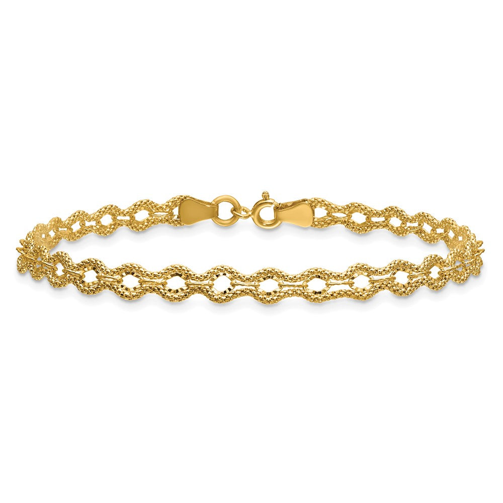 Polished and D/C and Textured Fancy Bracelet 7.5"