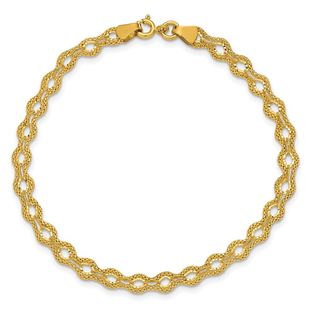 Polished and D/C and Textured Fancy Bracelet 7.5"