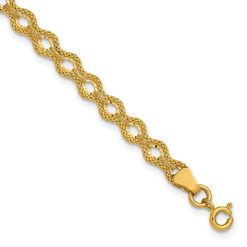 Polished and D/C and Textured Fancy Bracelet 7.5"