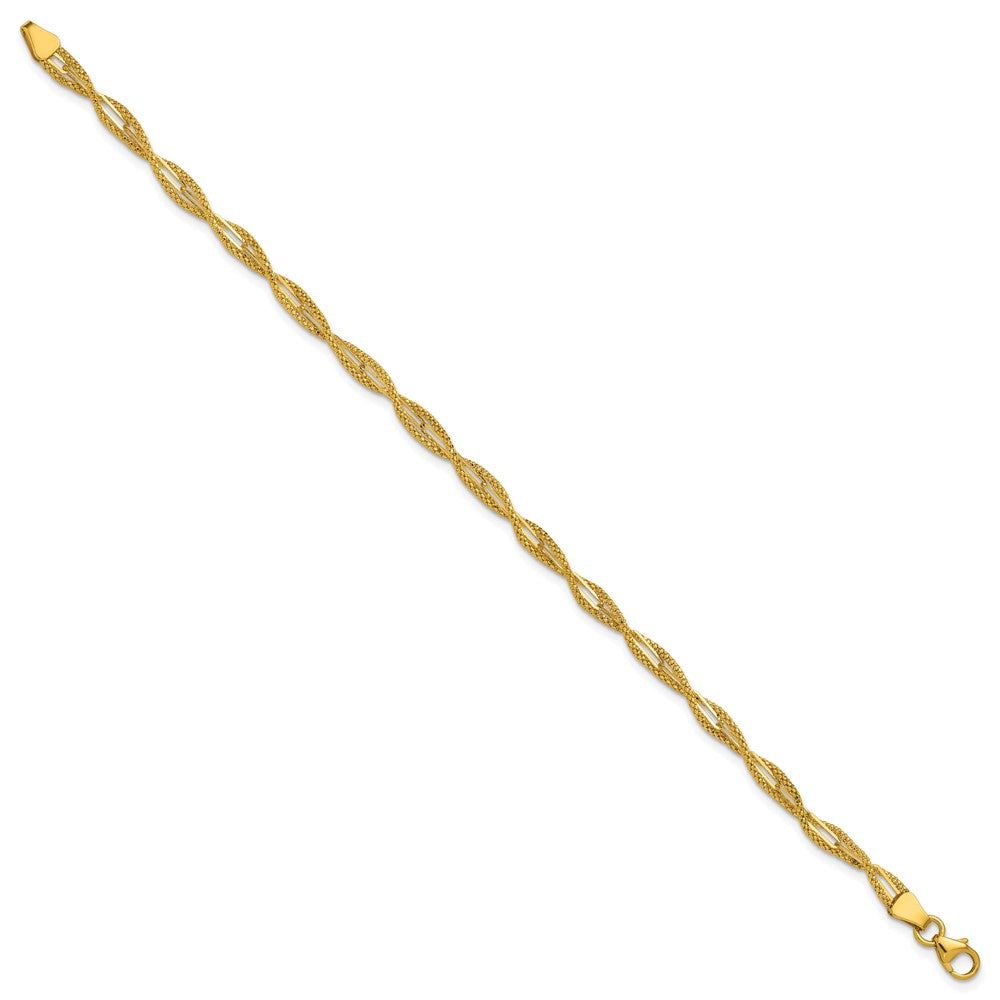 Polished and Textured Twist Bracelet 7.5"