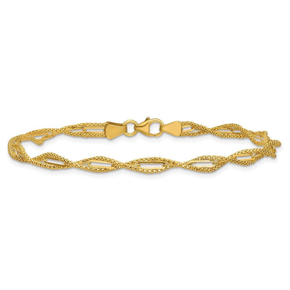 Polished and Textured Twist Bracelet 7.5"