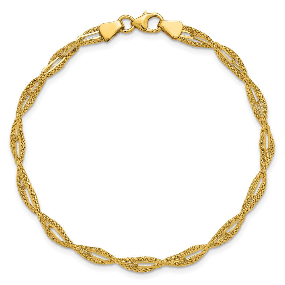 Polished and Textured Twist Bracelet 7.5"