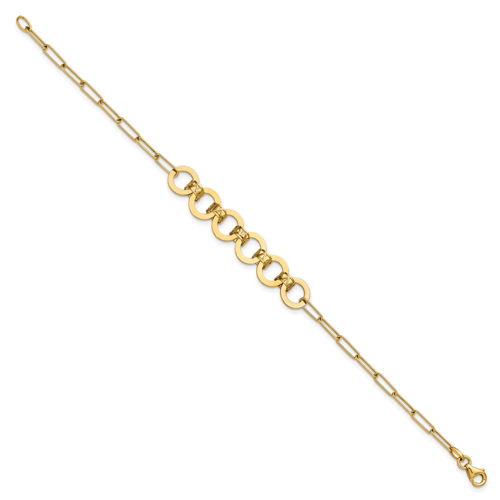 Polished Circles Paperclip Link Bracelet 7.5"