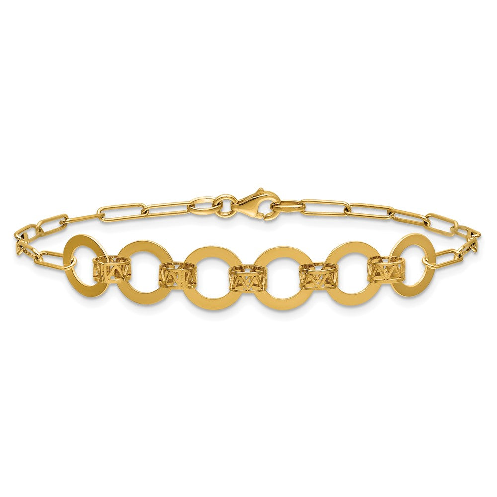 Polished Circles Paperclip Link Bracelet 7.5"
